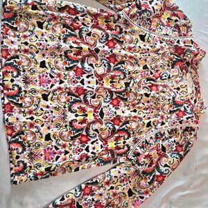 Loft women's medium, long-sleeved patterned blouse floral Y2K casual or prof